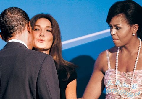 奥巴马“长吻”布吕尼引米歇尔不满(图)