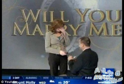 美国天气预报女主播男友闯入直播间求婚(组图)