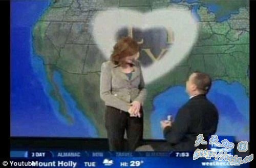 美国天气预报女主播男友闯入直播间求婚(组图)