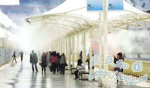 世博园区今天最高温超30度 控温设施启动