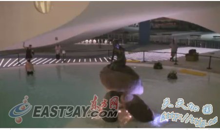 丹麦馆小美人鱼池深夜现人影 多人游泳跳水被录下(组图)