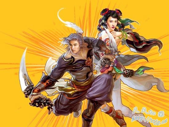 谢霆锋张柏芝漫画形象代言照。